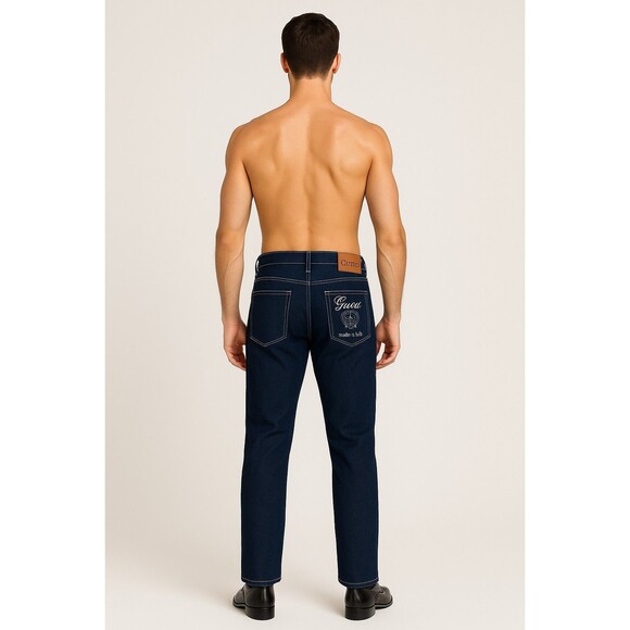 NWT Gucci 2025 Skinny Jeans Men’s XL Dark Wash Denim Made in Italy - Picture 1 of 3